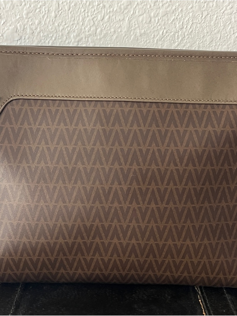 Mario Valentino Brown Monogram Wristlet Clutch